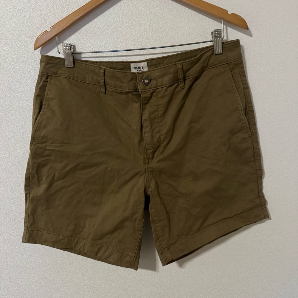 Huckberry Flint & Tinder 365 Chino 7” Short Khaki Stretch Cotton Preppy-34 - Picture 2 of 8